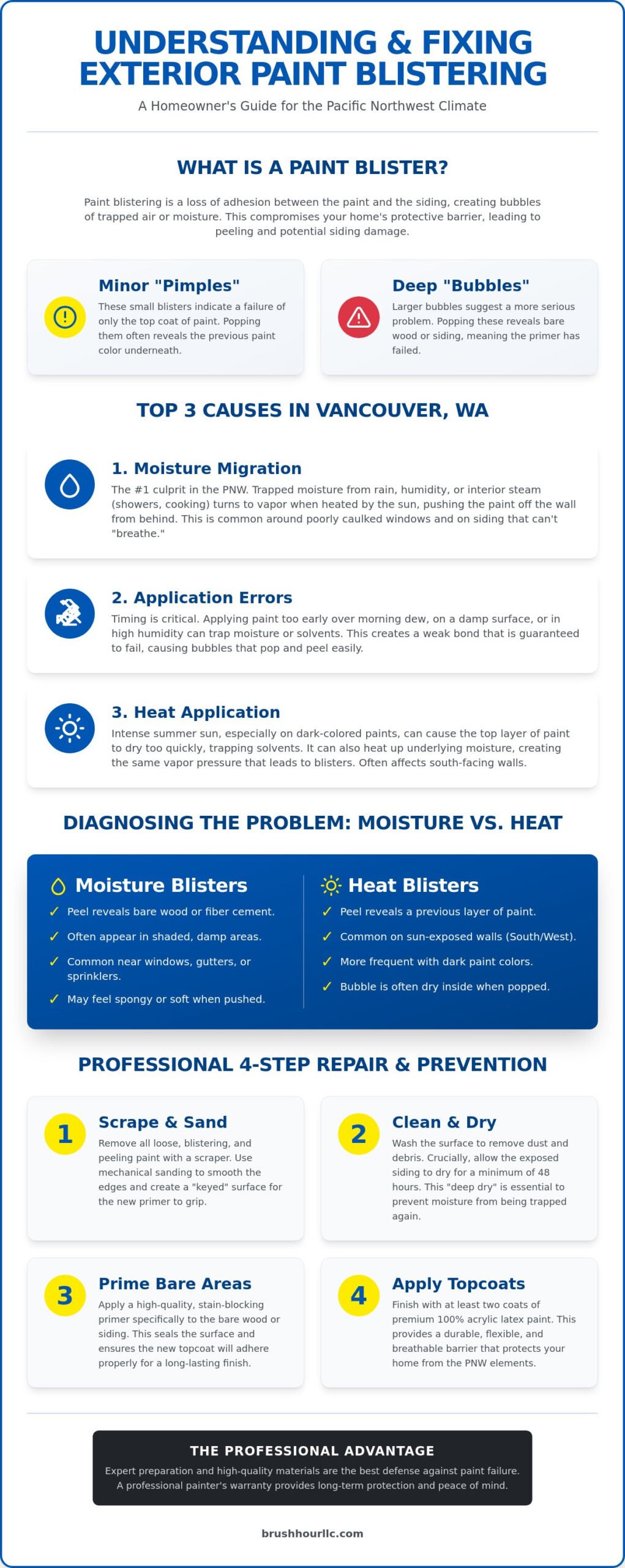 Causes of Paint Blistering on Exterior Walls in Vancouver, WA